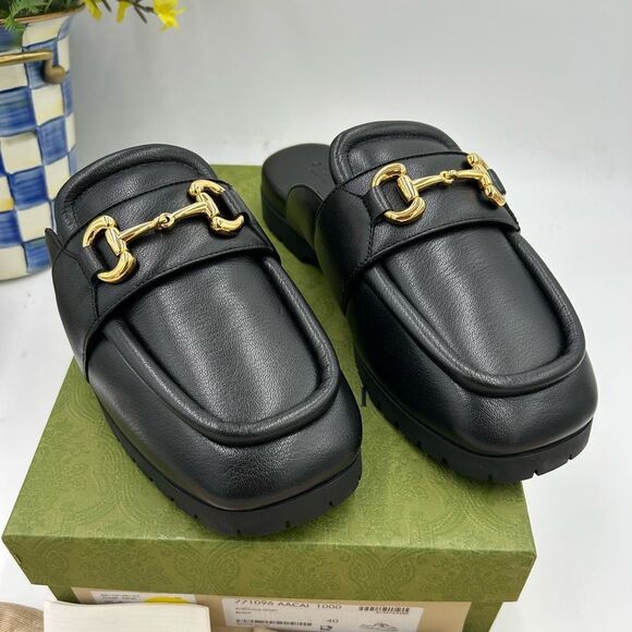 Women's Gucci , leather horse bit mules size 39.5 made in Italy - Picture 1 of 9